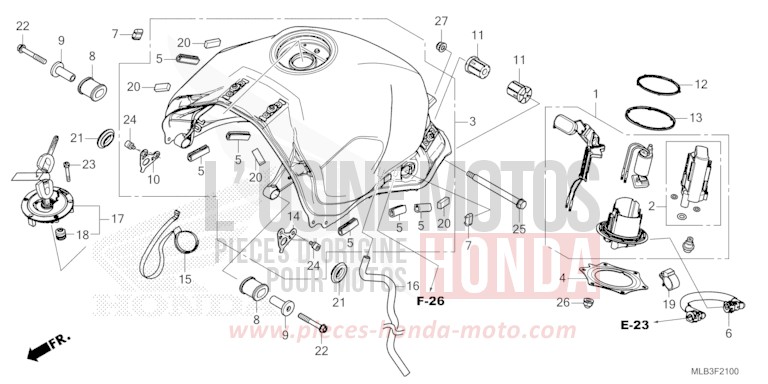 FUEL TANK/FUEL PUMP for Hornet 750 MAT GOLDFINCH YELLOW (Y242) from 2023